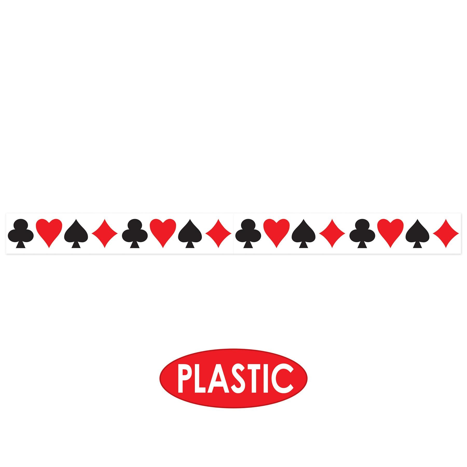 12 Pack Beistle Card Suit Party Tape - Decorative Themed Tape for Casino Parties, Game Nights & DIY Crafts (Red & Black Playing Card Design)