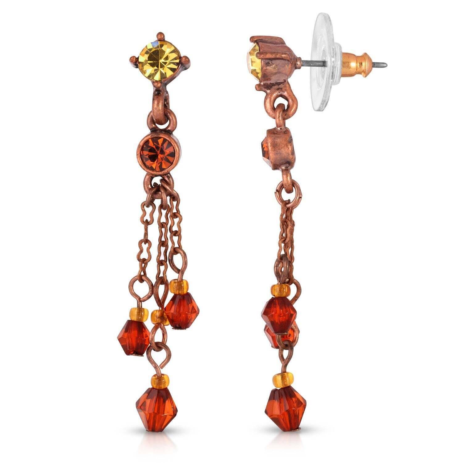 1928 Jewelry Light Colorado Topaz Tassel Earrings - Vintage Style Dangle Earrings for Women, Perfect for Parties, Weddings & Special Occasions