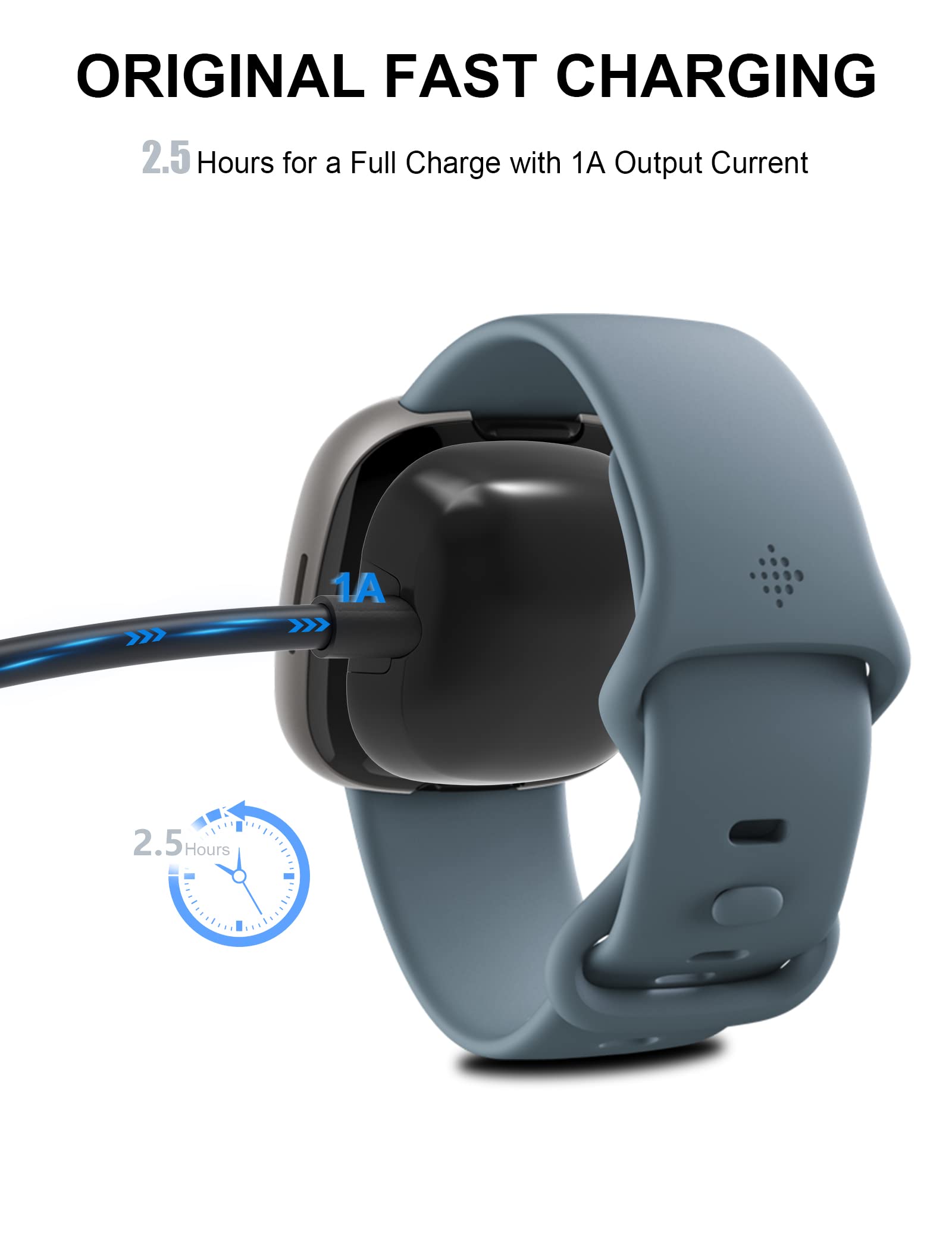 Bicmice Fitbit Sense/Versa 3/2/4 Magnetic Charger - USB Fast Charging Cable Replacement for Fitbit Smartwatches | Perfect for Home, Office & Travel Charging