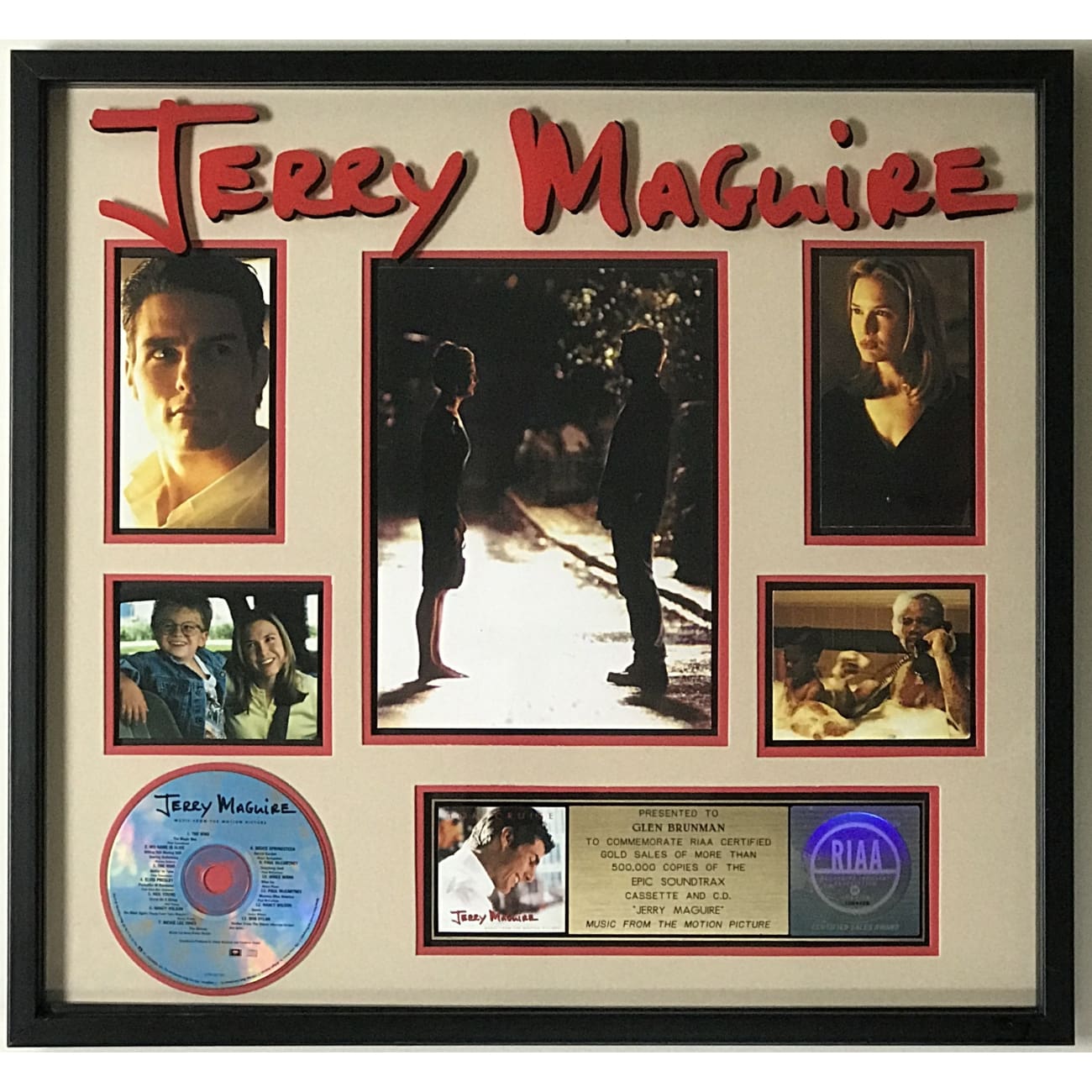 Jerry Maguire Soundtrack RIAA Gold Album Award - Official Movie Music Collection - Perfect for Home, Office & Gift Giving