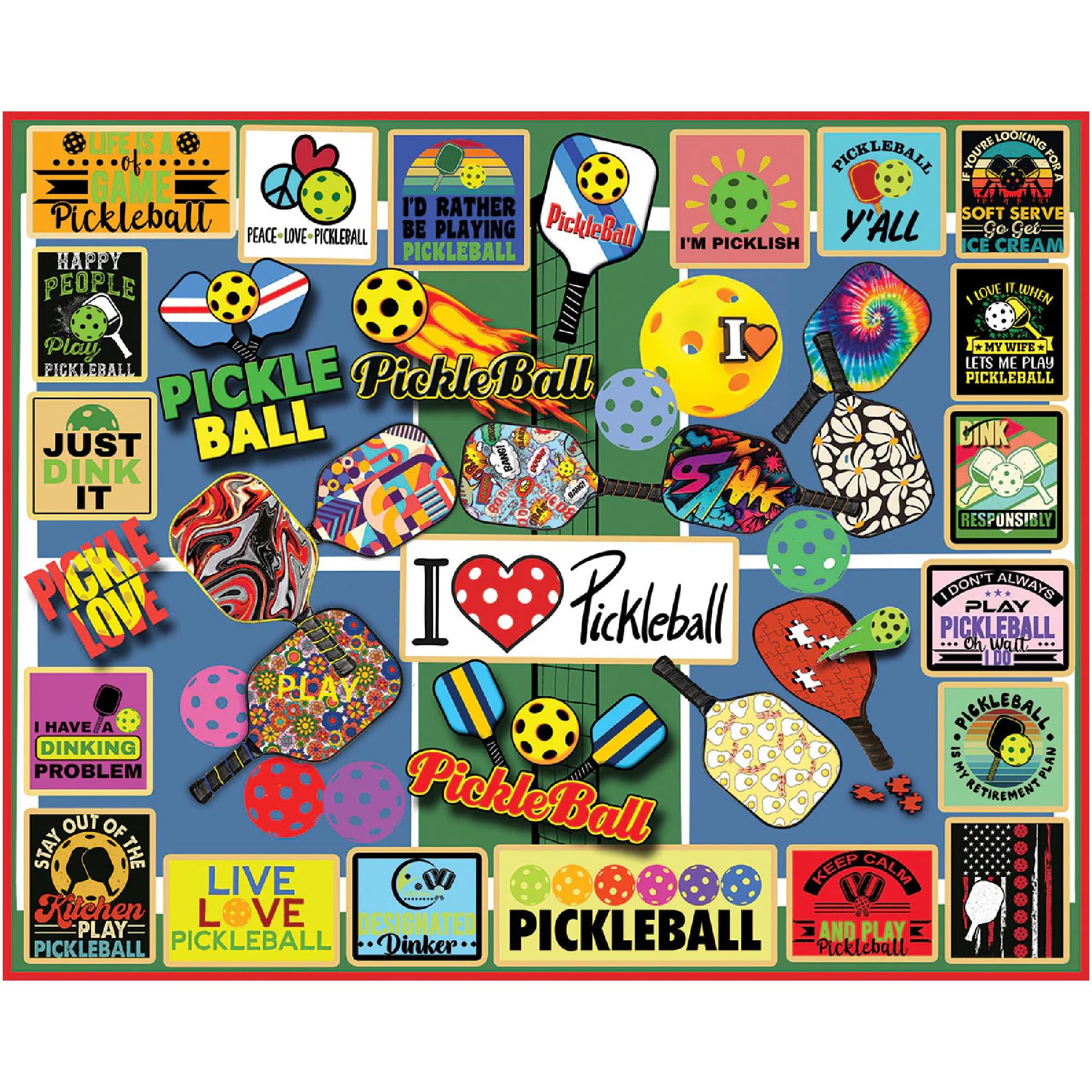 White Mountain 1000-Piece Pickleball Puzzle for Game Lovers