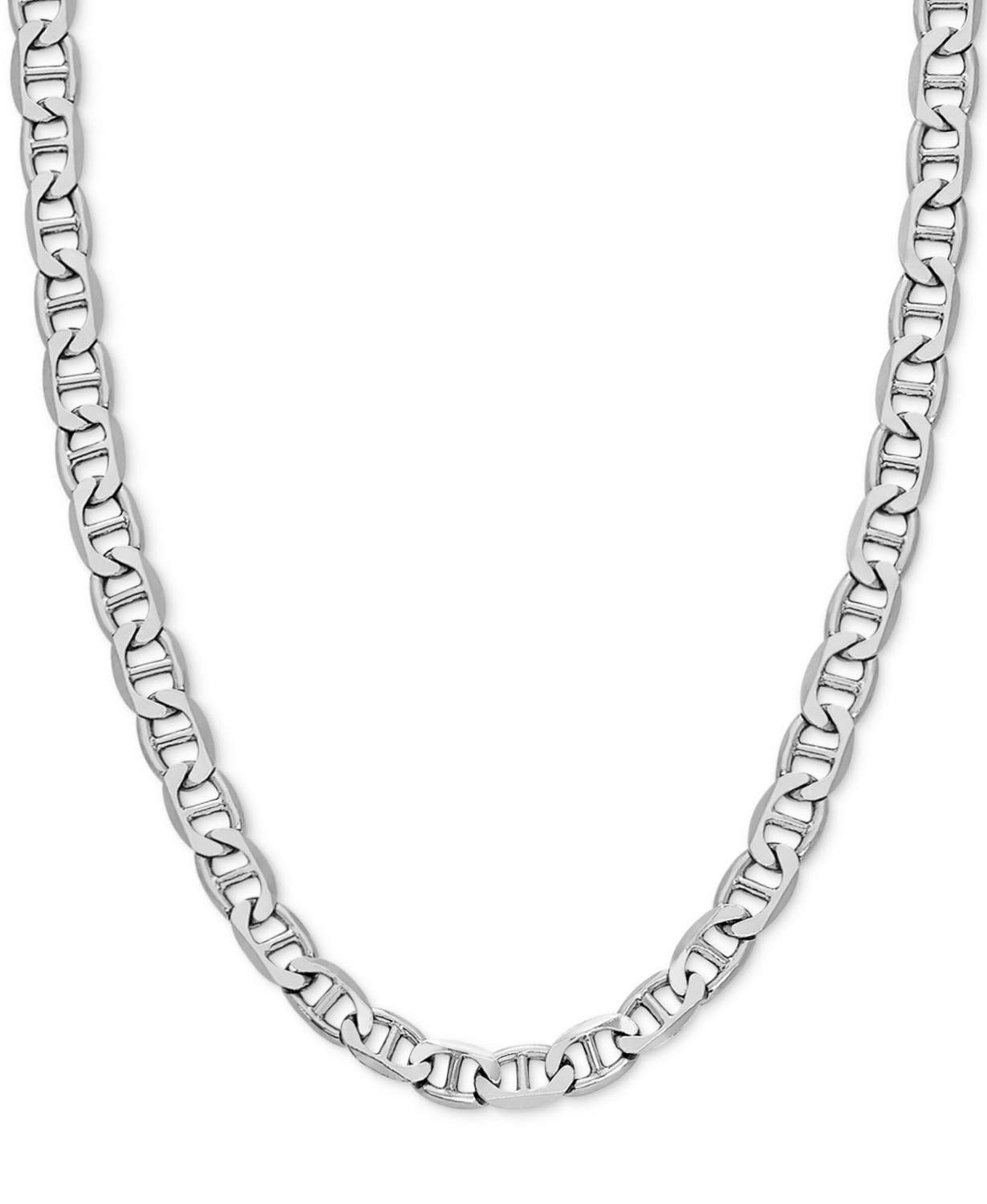 Savlano 925 Sterling Silver 6mm Italian Solid Flat Mariner Link Chain Necklace for Men & Women - Made in Italy with Gift Box - Perfect for Everyday Wear, Gifts & Special Occasions