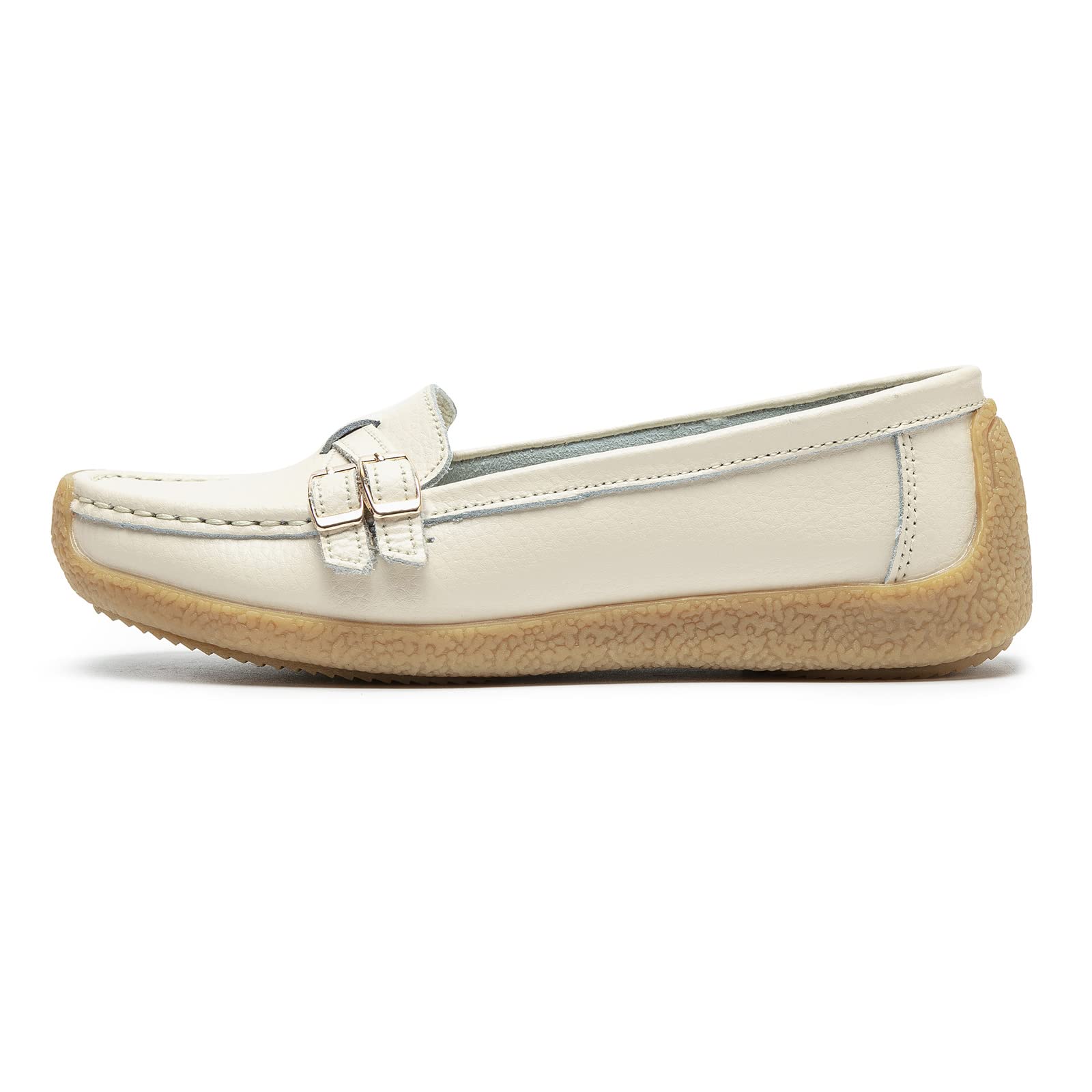 Women's Comfortable Leather Loafers - Casual Wild Driving Flats with Anti-Collision Design - Soft Moccasins for Daily Walking & Work - Perfect for Office, Travel and Weekend Outings