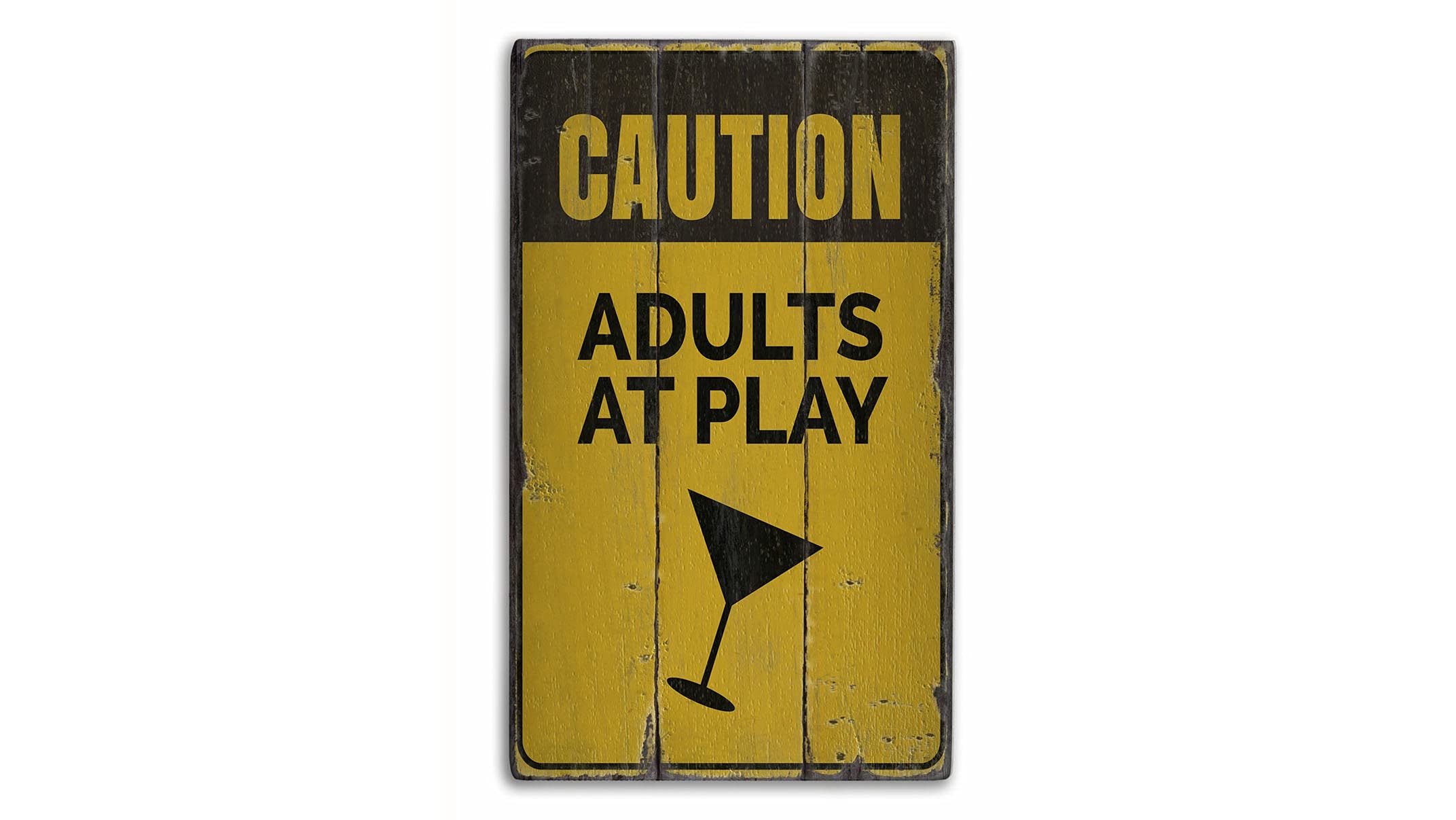 Funny Eeypy Warning Sign - Caution Adults at Play & Drinking - 8x12 Inch Metal Wall Decor for Bars, Man Caves & Party Rooms - Perfect Gift for Drinkers & Beer Lovers