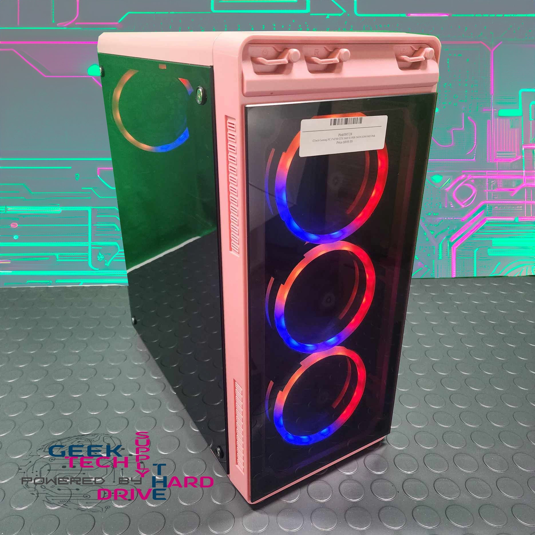 GTech Gaming Desktop PC - Intel Core i7 6700, GTX 1660 SUPER, 16GB DDR4 RAM, WiFi, Pink Case - Perfect for Esports, Streaming & VR Gaming