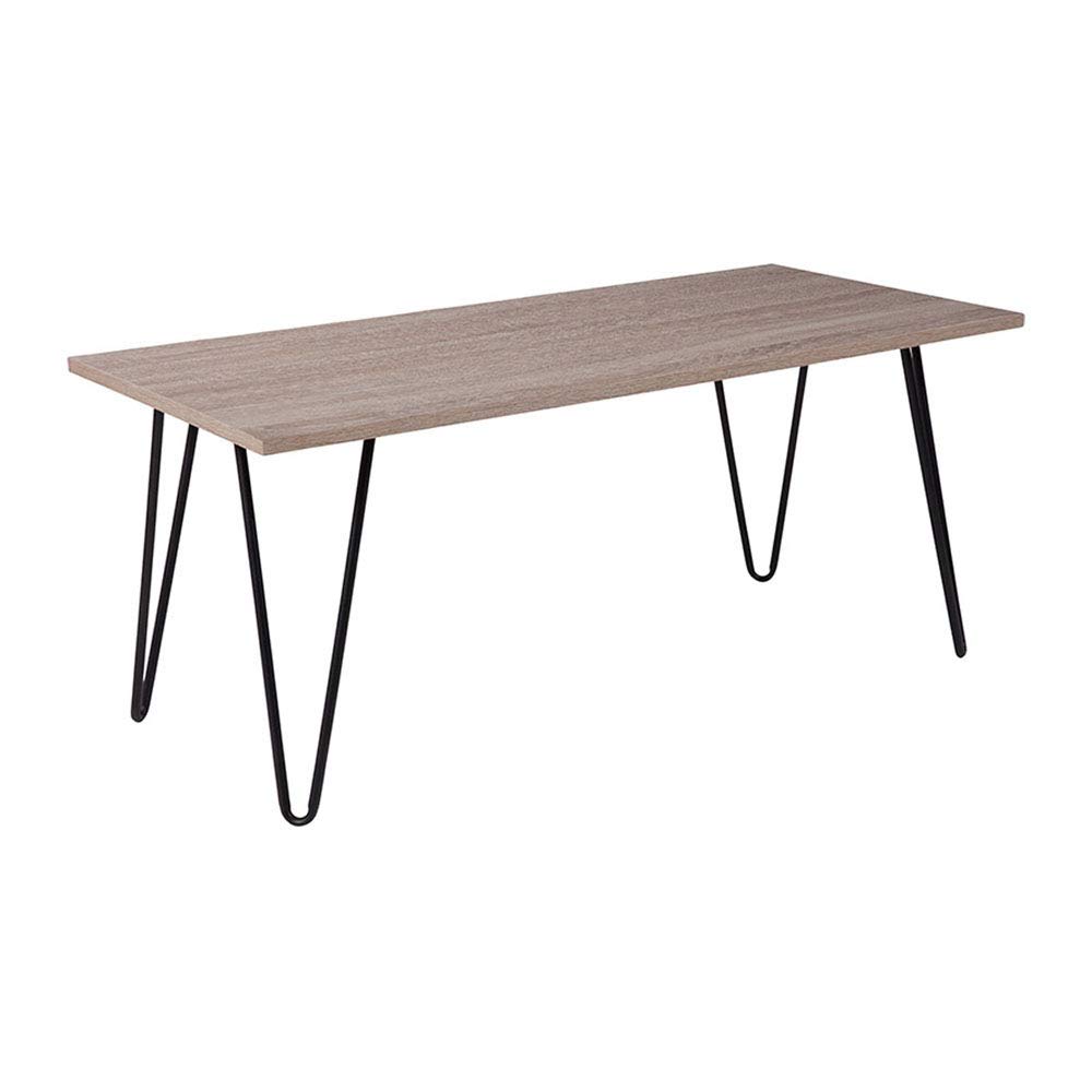 Offex Oak Park Collection Driftwood Wood Grain Finish Coffee Table with Black Metal Legs - Modern Living Room Centerpiece for Home Decor