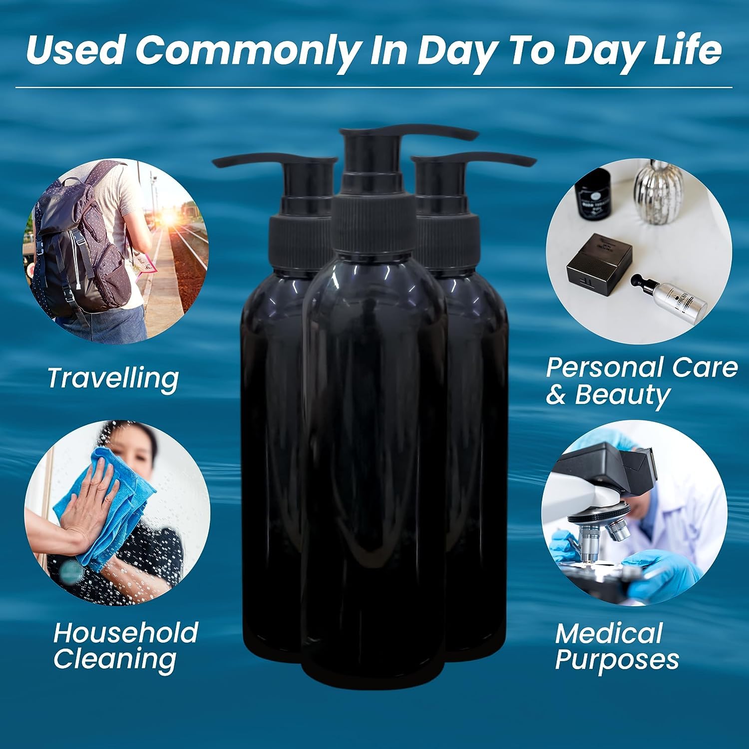 Refillable 200ml Clear Plastic Pump Bottles - Travel Size Leak-Proof Cosmetic Containers for Shampoo, Lotion, Oil & Toiletries (Set of 4) - Perfect for Travel, Gym, Home & Salon Use
