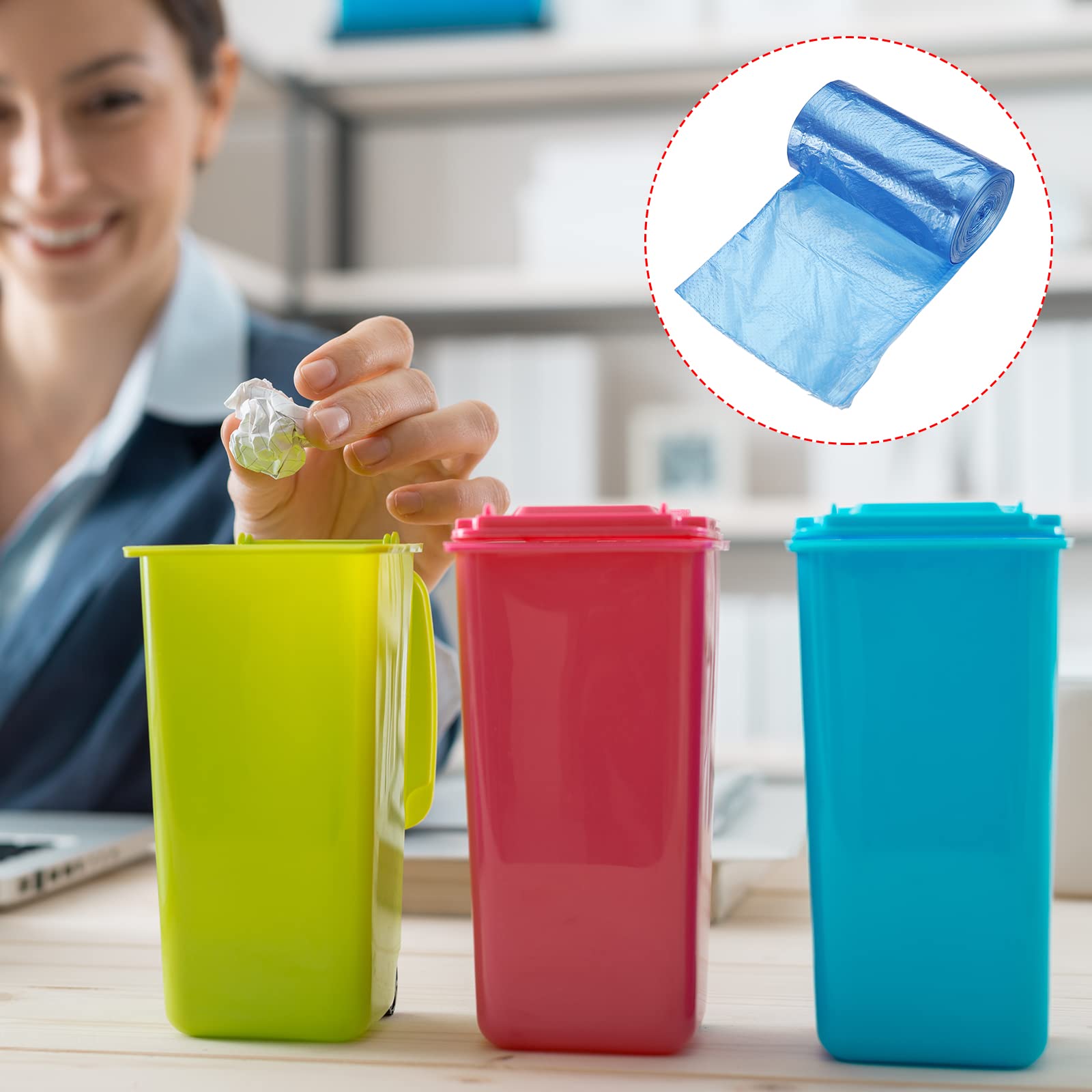 MECCANIXITY Small Trash Bags 0.5 Gallon - Mini Garbage Bags for Desktop & Office Trash Cans, Blue, 4 Rolls (120 Counts) - Perfect for Home, Office, Bathroom & Car Waste Disposal