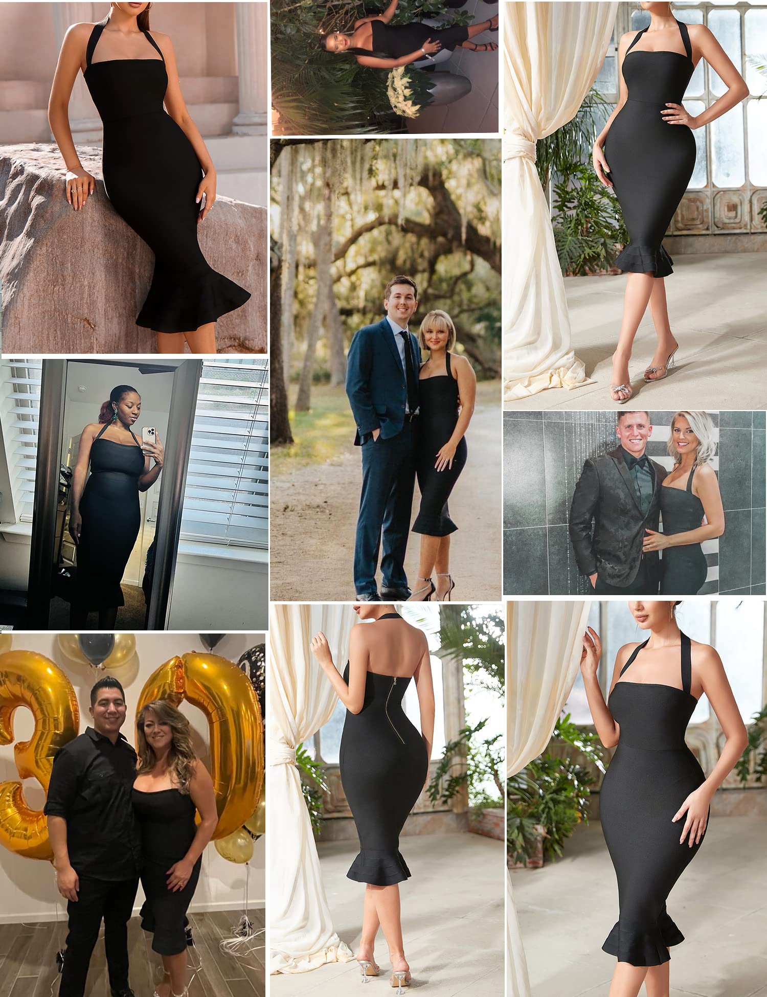 Elegant Women's Halter Fishtail Bandage Party Dress - Wedding Guest Cocktail Dress for Evening Events, Night Out & Special Occasions