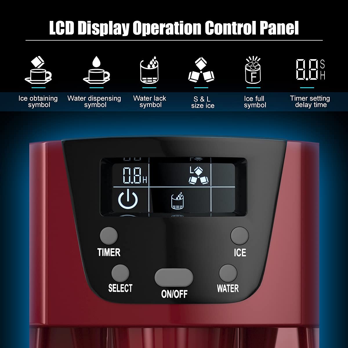 MAT Expert 2 in 1 Ice Maker with Water Dispenser - Countertop Ice Cube Machine with LED Display, Makes 9 Cubes in 6-12 Minutes, 36lbs/24H Capacity, 2L Water Tank - Ideal for Home, Office, Bar, RV, Camping & Outdoor Parties (Red)