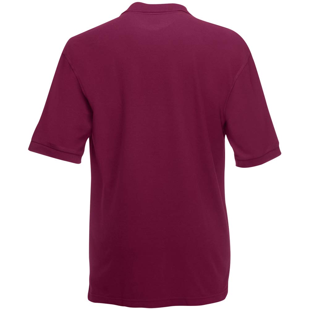 Fruit of the Loom Men's 65/35 Heavyweight Pique Short Sleeve Polo Shirt - Large, Burgundy Red - Comfortable Work & Casual Wear for Office, Golf & Outdoor Activities