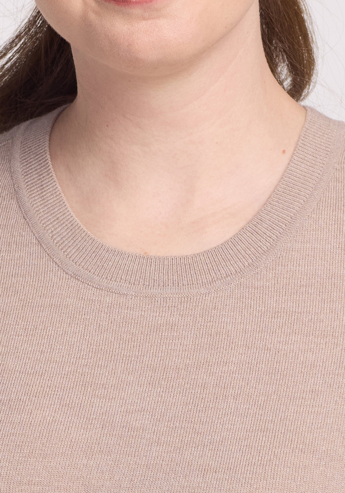 Anna Crew Sweater for Women - Soft Casual Pullover in Sandstone Haze | Cozy Knit Sweater for Fall & Winter, Perfect for Office, Travel and Weekend Outfits