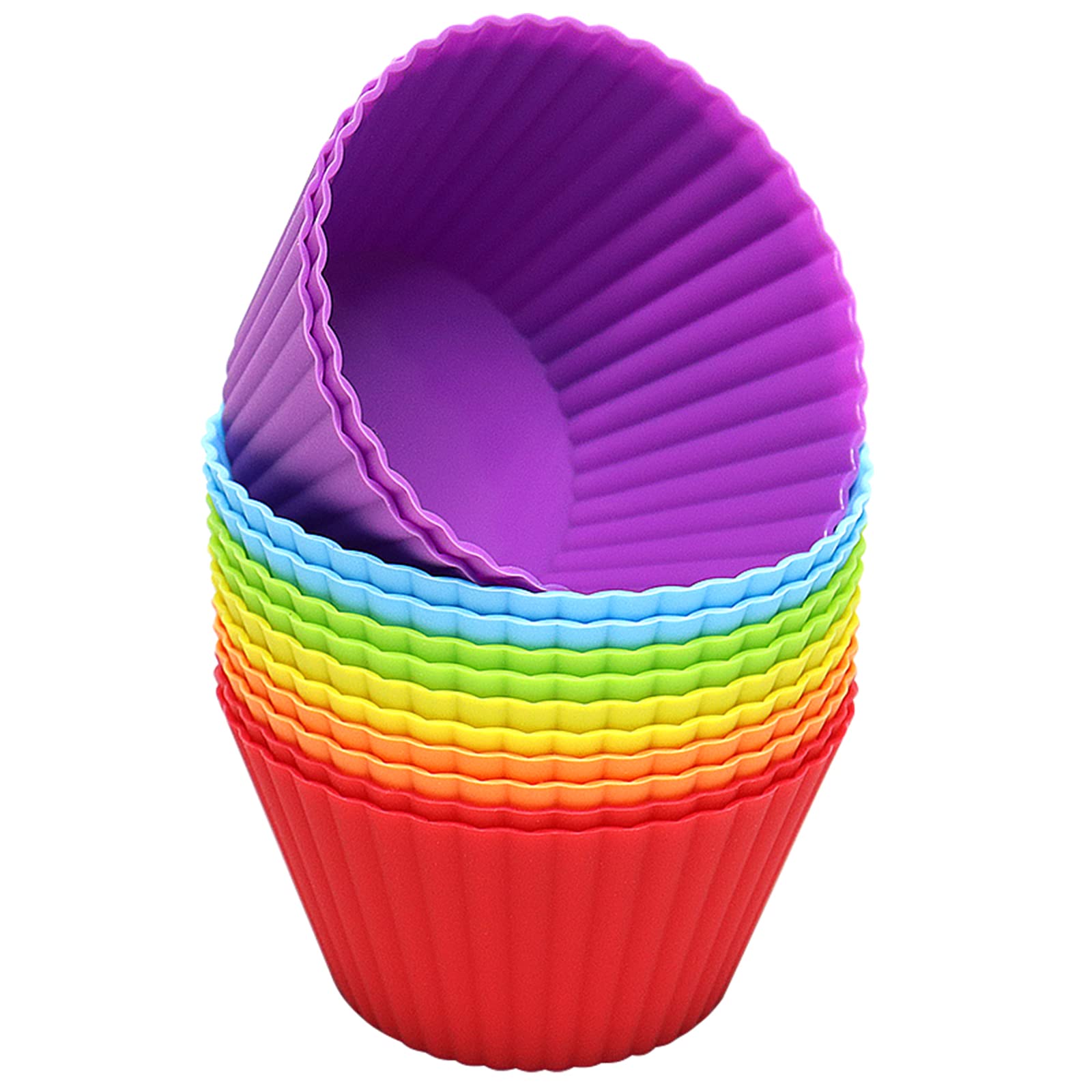 Extra Large Silicone Cupcake Muffin Cups 12 Pack - 3.54 Inch Reusable Jumbo Baking Liners for Cupcakes, Muffins & Desserts - Non-Stick, Easy Clean, Oven & Freezer Safe (Multicolor) - Perfect for Baking, Party Treats & Meal Prep