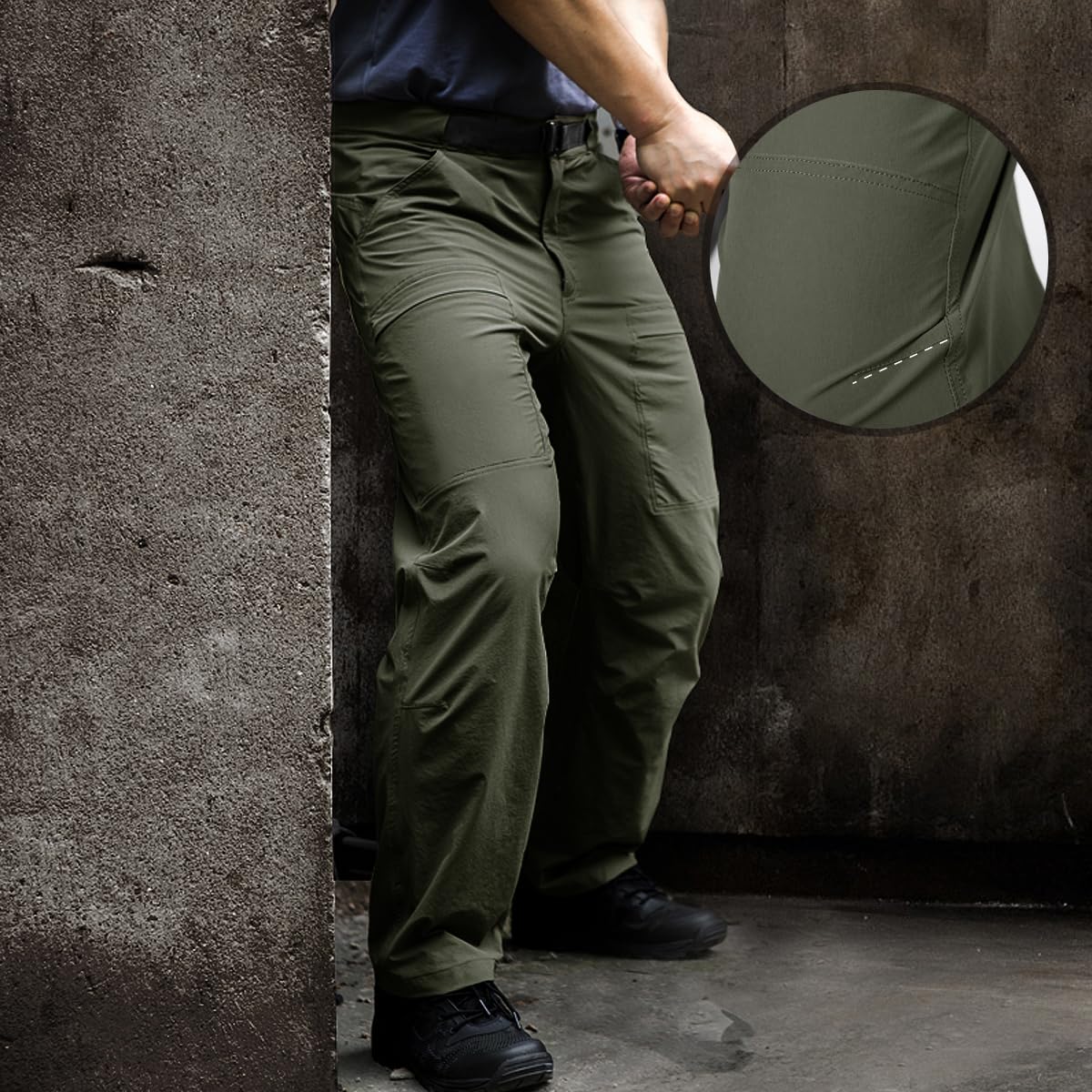 FREE SOLDIER Men's Outdoor Cargo Hiking Pants with Belt - Lightweight Waterproof Quick Dry Tactical Pants - Nylon Spandex Stretchable - Perfect for Camping, Hiking & Outdoor Adventures