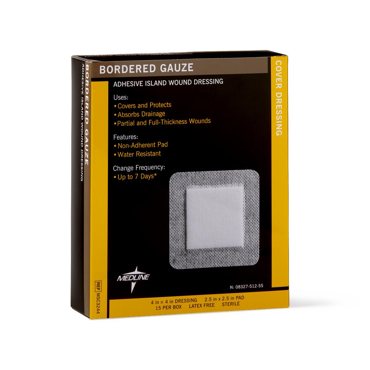 Sterile Bordered Gauze Adhesive Island Wound Dressing - 15-Piece Box (Various Sizes) | First Aid for Cuts, Burns & Surgical Wounds | Medical-Grade Bandages for Home & Hospital Use