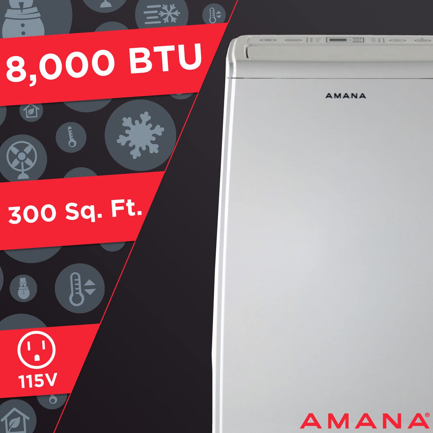 AMANA 8000 BTU (5500 BTU DOE) Portable Air Conditioner with Remote Control - White (AMAP084AW) for Bedroom, Office & Small Spaces Cooling