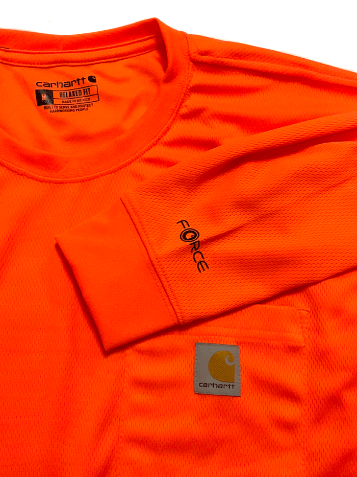 Carhartt 100494 824 Men's Long Sleeve T-Shirt - Brite Orange, Workwear & Outdoor Performance Shirt for Construction, Hiking & Casual Wear