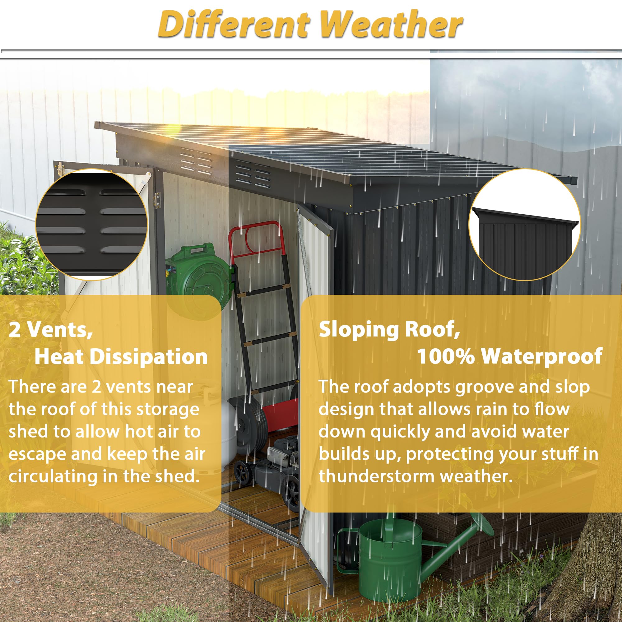 6x4 FT Outdoor Storage Shed with Lockable Double Doors - Heavy Duty Aluminum Frame & Weatherproof Design - Perfect for Garden Tools, Backyard Equipment & Patio Storage - Ideal for Lawn Mowers, Bikes & Seasonal Items