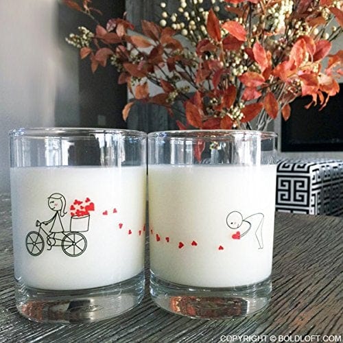 BOLDLOFT Romantic Couple Glass Set - His & Hers Wedding Glasses for Bride and Groom - Anniversary, Valentine's Day & Birthday Gifts for Couples - Perfect for Romantic Dinners and Special Celebrations