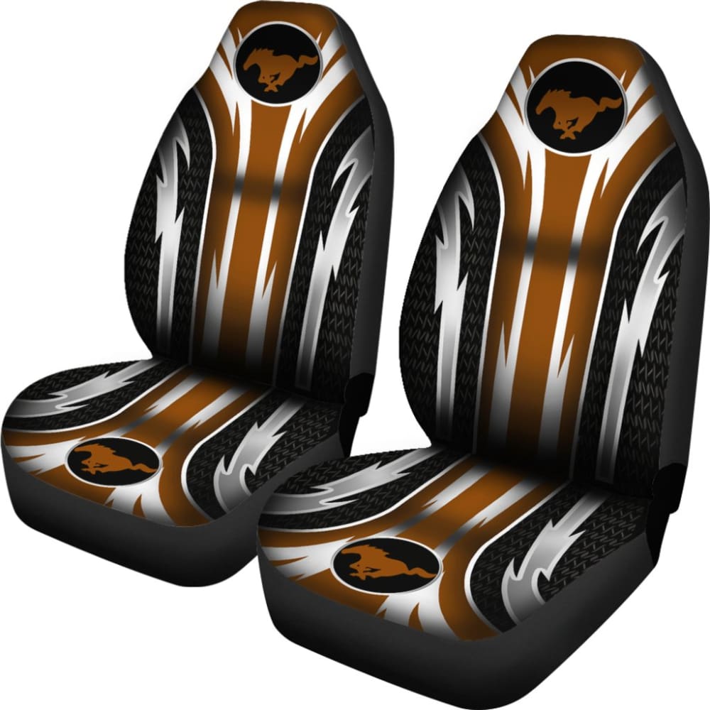 Premium 2-Piece Front Mustang Seat Covers in Genuine Brown Leather - Perfect for Ford Mustang 2005-2023 Models | Car Interior Protection & Style Upgrade for Daily Commute & Road Trips
