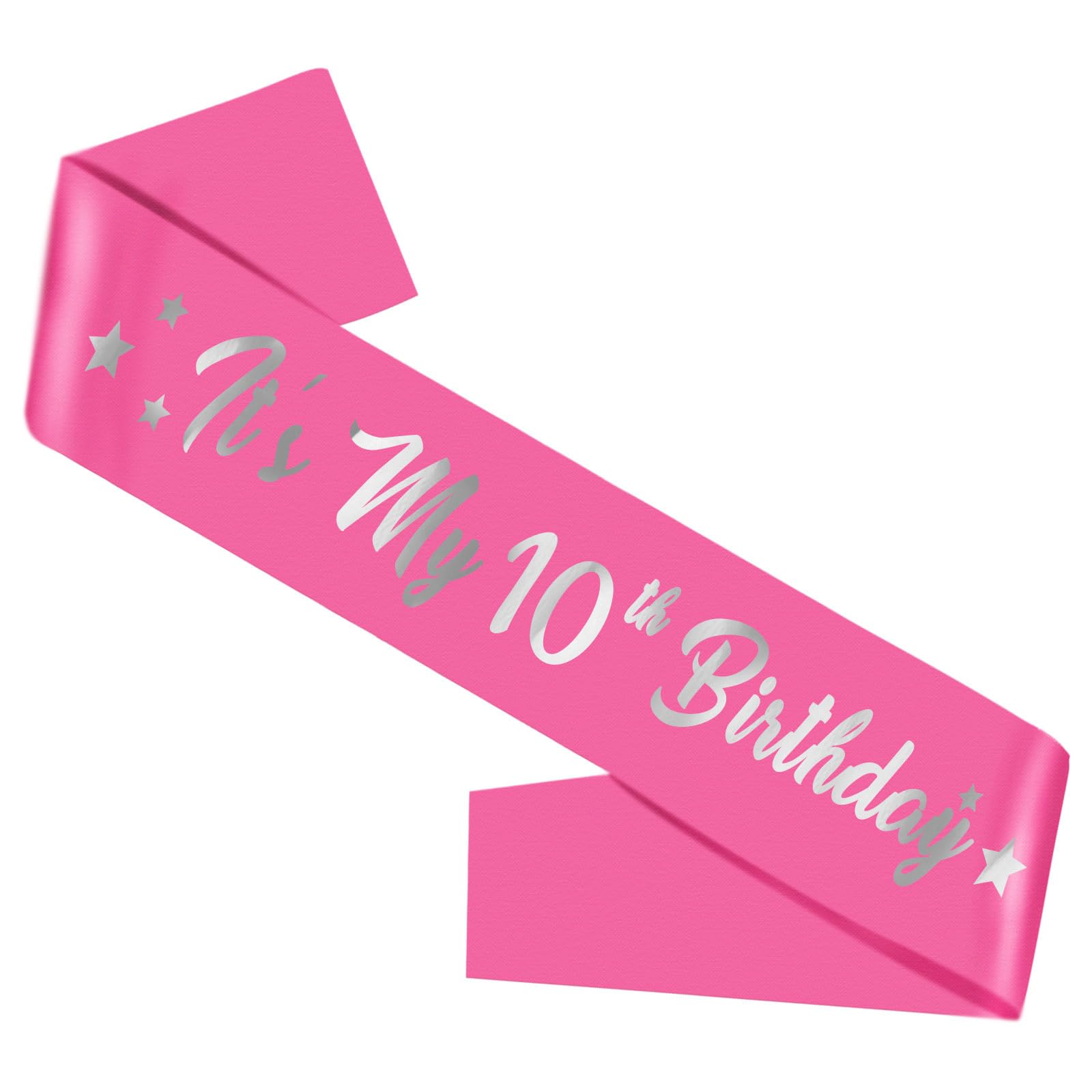 10th Birthday Sash for Girls - Pink & Silver Foil Letter Party Sash | Perfect Birthday Gift & Party Decoration for 10 Year Old Girls | Great for Birthday Parties, Photo Shoots & Special Celebrations
