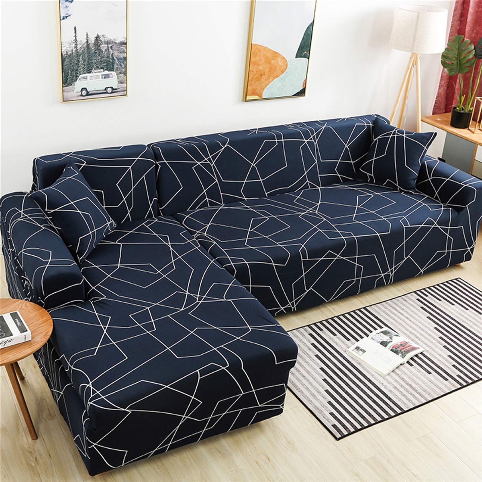 Elastic Stretch Sofa Cover for L-Shaped Sectional Couch - Washable Slipcover for Living Room, Chaise Lounge & Corner Sofa Protector - Perfect for Pets, Kids & Everyday Use