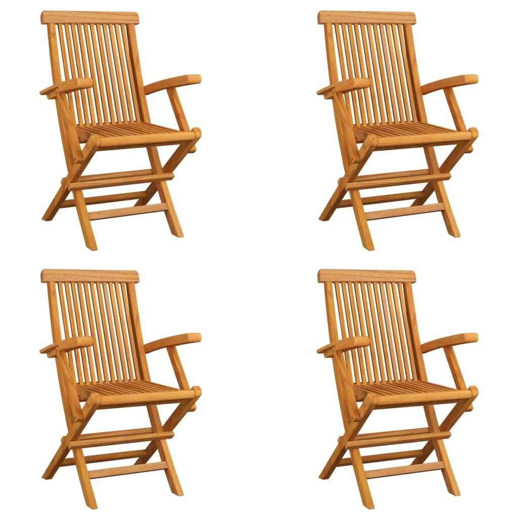 4-Piece Solid Teak Wood Folding Patio Chairs - Outdoor Lounge Seating for Garden, Poolside, Deck, Backyard & Porch - Perfect for Relaxing, Sunbathing and Outdoor Gatherings