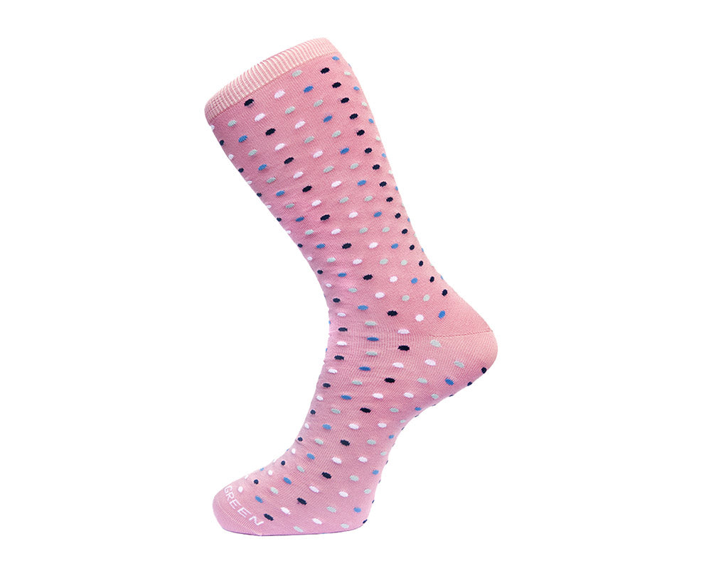 Fortis Green Men's Pink Microdots Socks - Breathable & Comfortable Cotton Socks for Running, Hiking & Everyday Wear
