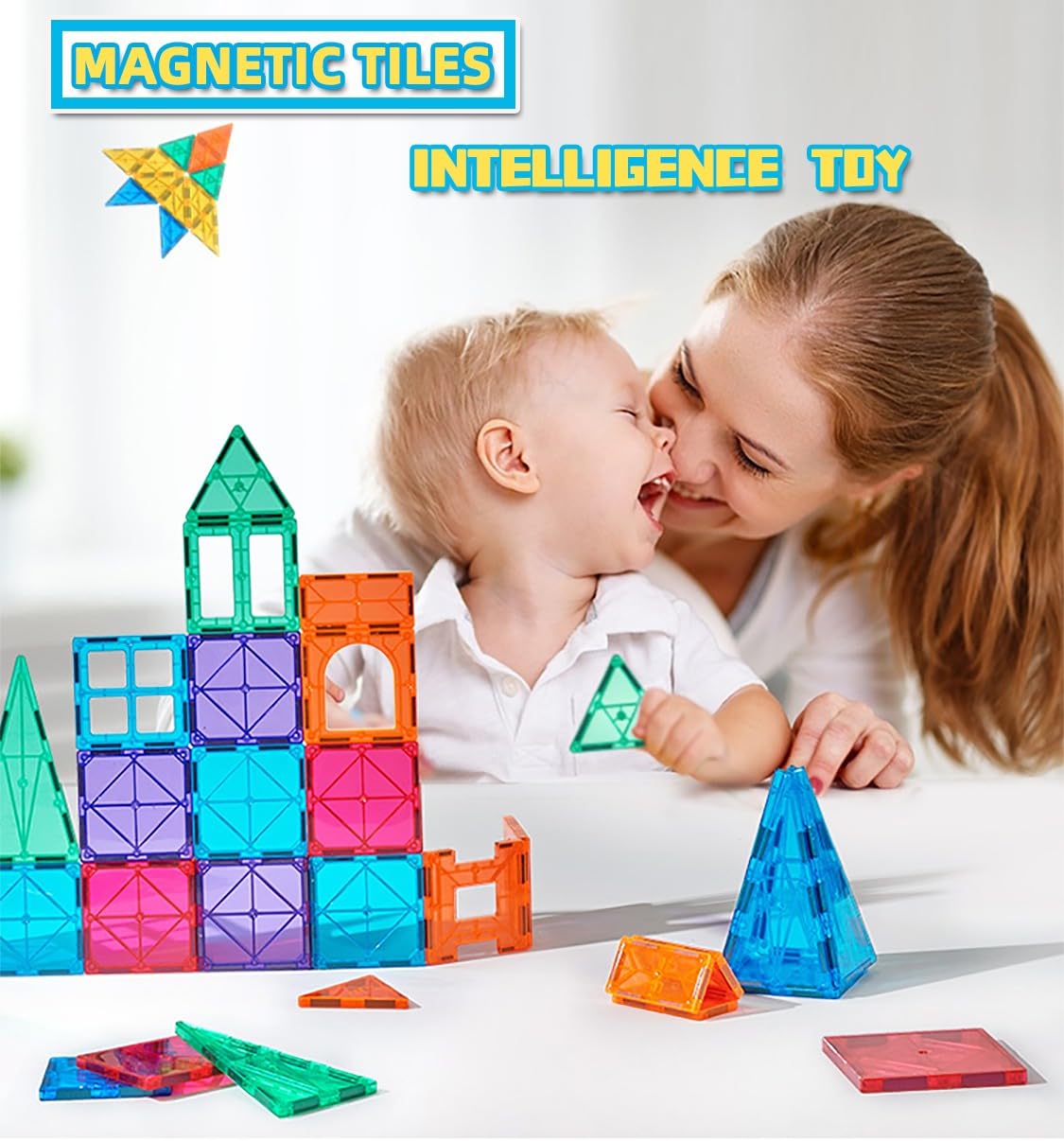 60 PCS 3D Magnetic Building Blocks - STEM Educational Toys for Kids with Strong Magnets & Car Accessory | Perfect for Classroom, Birthday, Christmas Gifts | Creative Construction Play for Boys & Girls