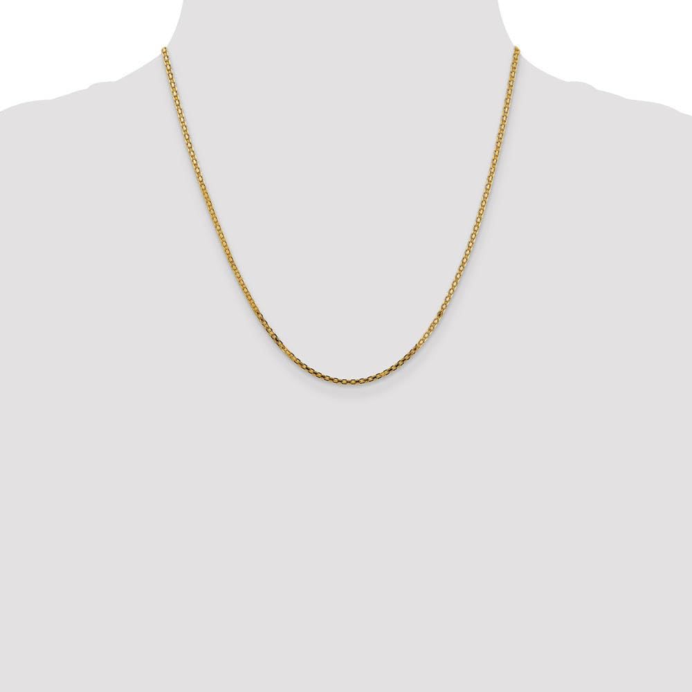 14k Yellow Gold 2mm Flat Bismark Chain Necklace for Women