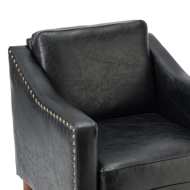 Rafaella Vegan Leather Armchair with Solid Wood Legs - Modern Vegan Leather Lounge Chair with Sturdy Wooden Legs for Living Room, Office, or Reading Nook
