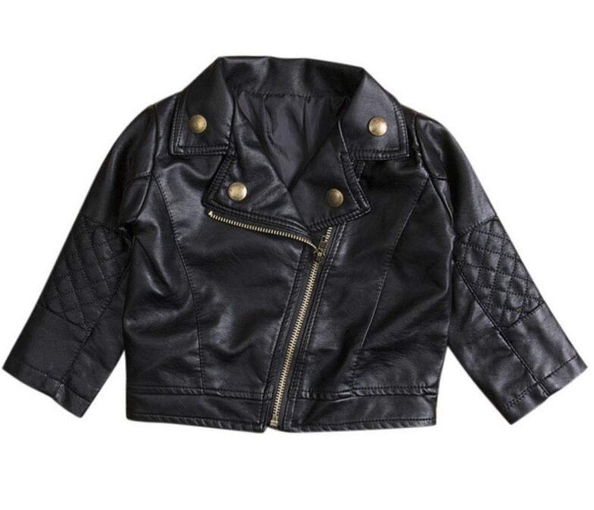 UNIQUEONE Baby Boys & Girls PU Faux Leather Jacket - Stylish Lapel Design with Diagonal Zipper for Spring & Autumn Outerwear | Perfect for Playdates, Family Outings & Photo Shoots