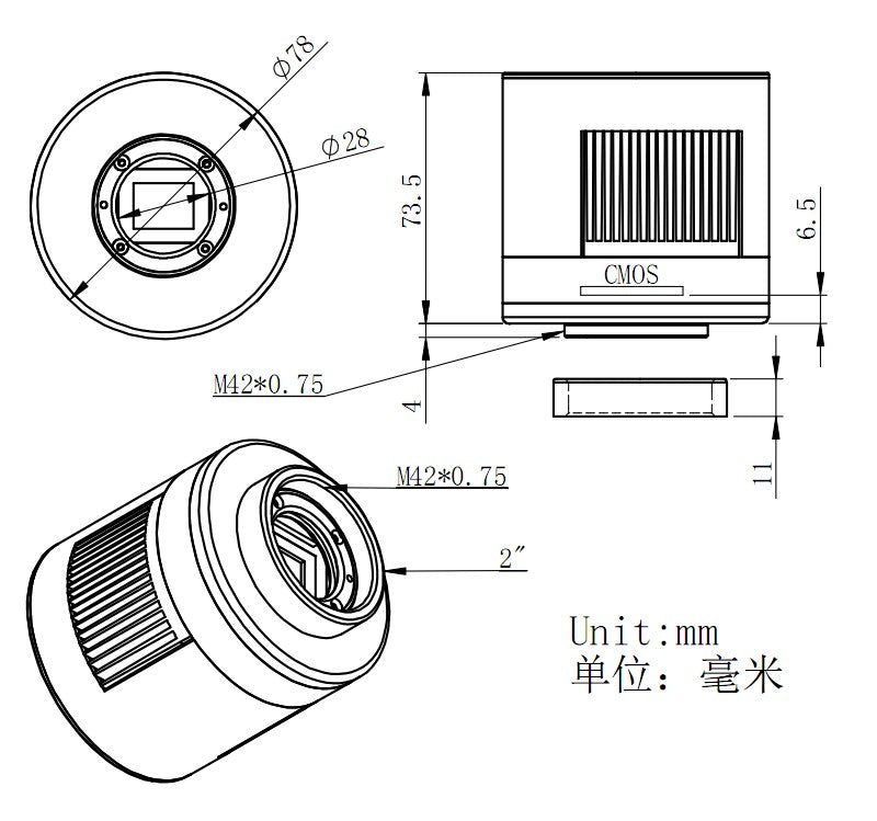 ZWO 11mm T2 to T2 Camera Adapter Ring - Compatible with Astronomy & DSLR Cameras for Secure Lens Mounting