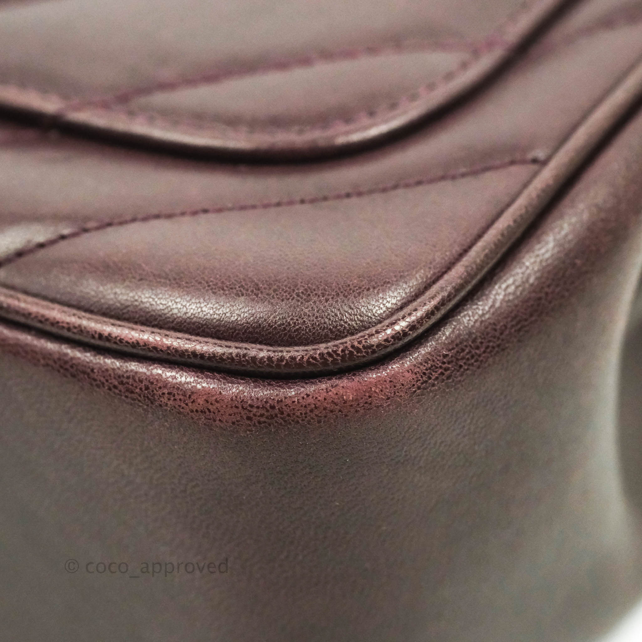 Chanel CC Signature Flap Bag in Diagonal Burgundy Calfskin with Aged Gold Hardware - Luxury Crossbody Purse for Women, Perfect for Date Night & Special Occasions