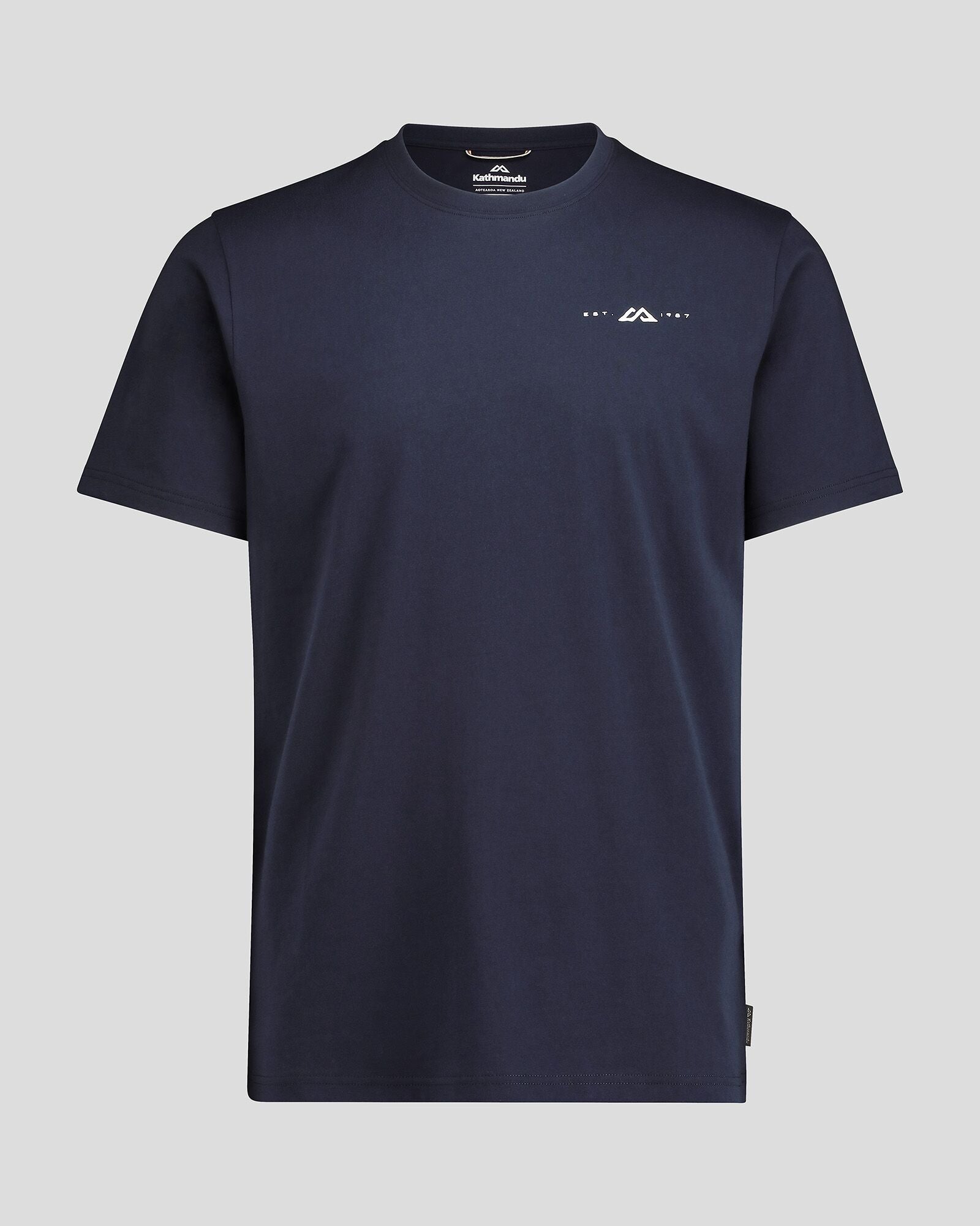Men's Mountain Rays Organic Cotton T-Shirt - Pure Navy - Comfortable & Eco-Friendly Casual Wear for Outdoor Activities & Daily Use