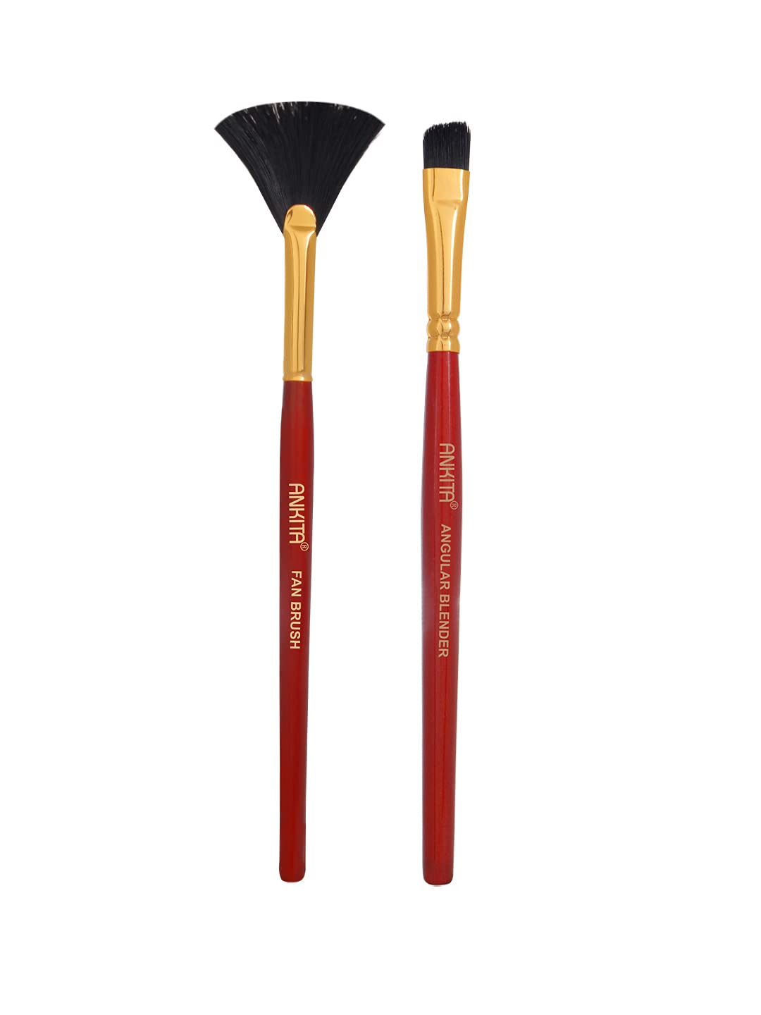 Chhavi Creation Fan Brush & Angular Blender Brush Set - Professional Makeup Brush Combo for Flawless Blending & Contouring | Perfect for Foundation, Eyeshadow & Highlighting