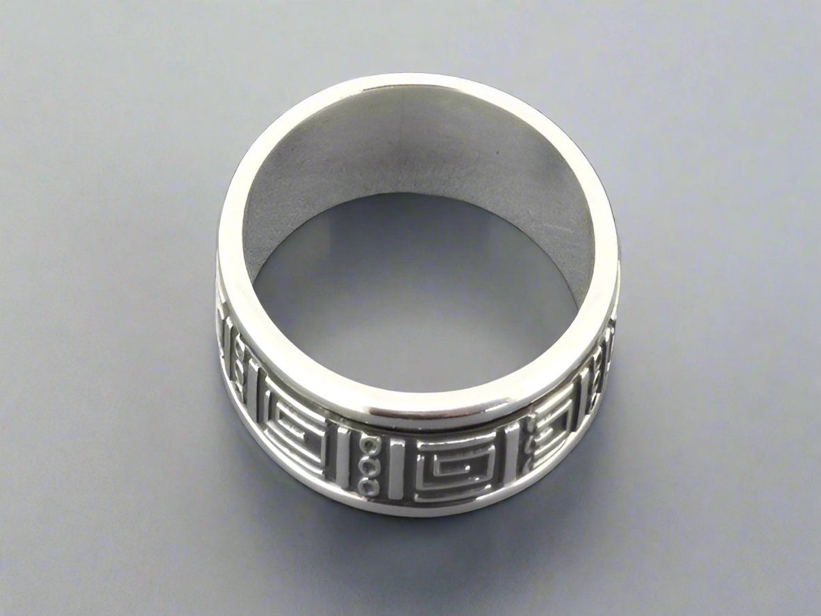 Geometric Spinner Ring - Sterling Silver Unisex Jewelry for Stress Relief & Fidgeting | Perfect Gift for Anxiety Relief & Focus