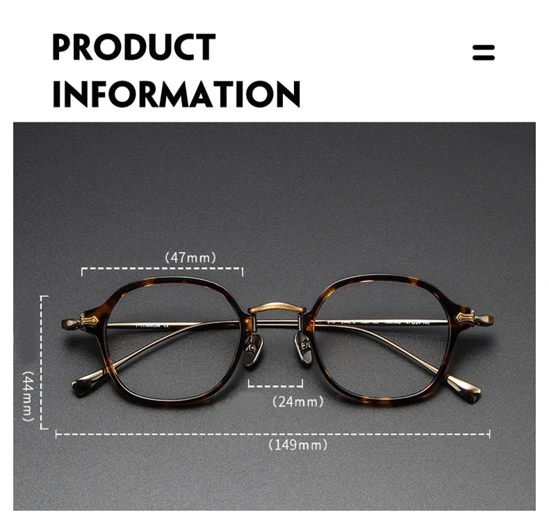 Stylish Unisex Black Titanium Acetate Square Eyeglasses Frame 49183 - Perfect for Work, Reading & Fashion Accessories