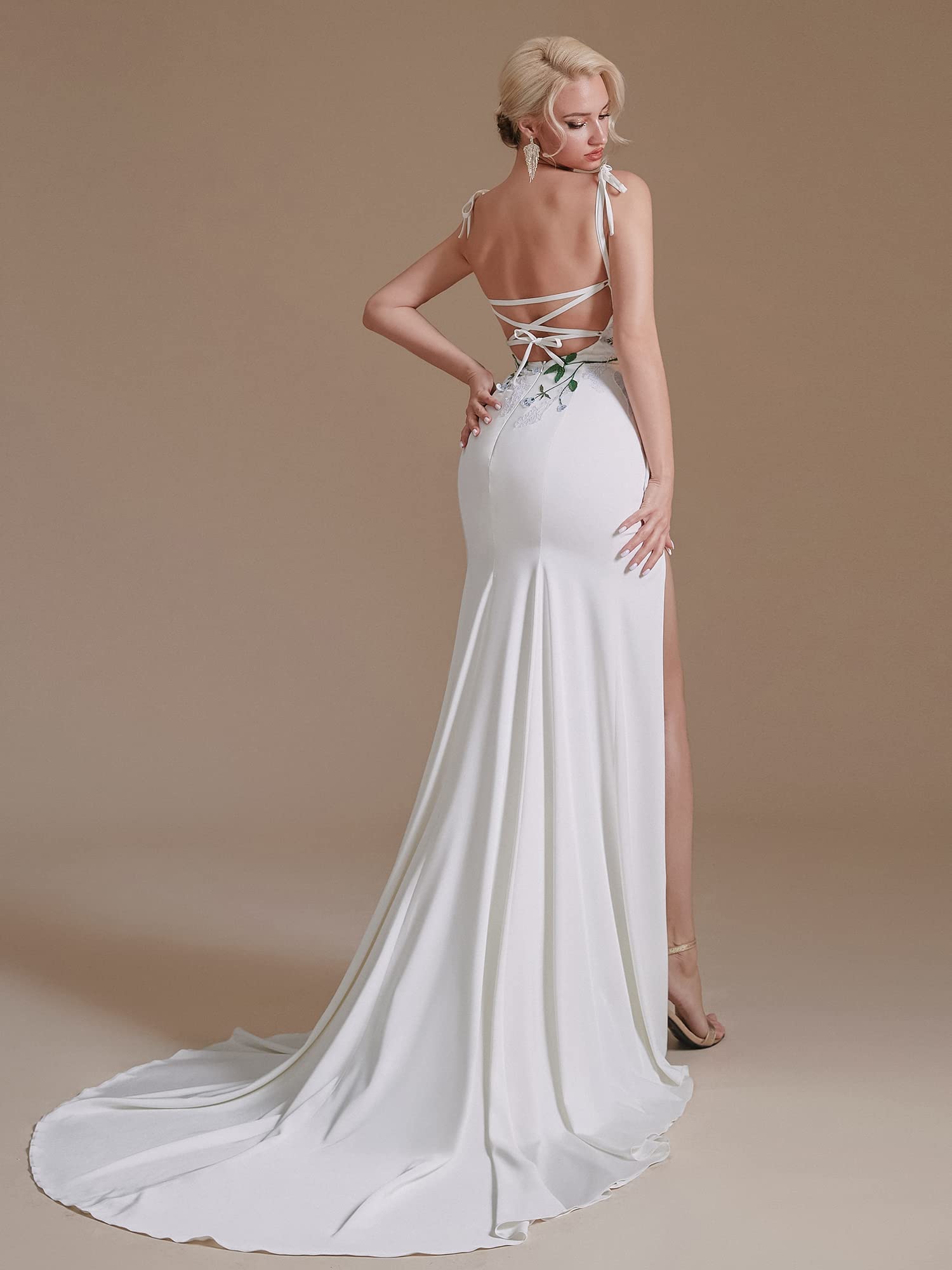Elegant Beach Wedding Dresses for Bride - Lace Applique A-Line Evening Gown & Ball Gown | Perfect for Destination Weddings, Beach Ceremonies & Romantic Photos