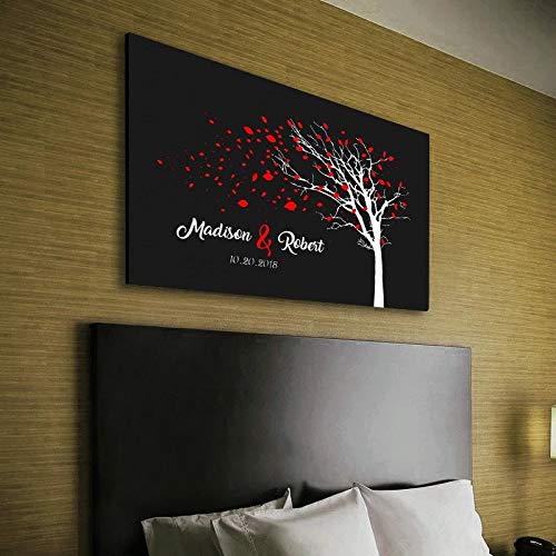Custom Couple Canvas Wall Art - Personalized Anniversary & Valentine's Day Gift with Names & Date (36