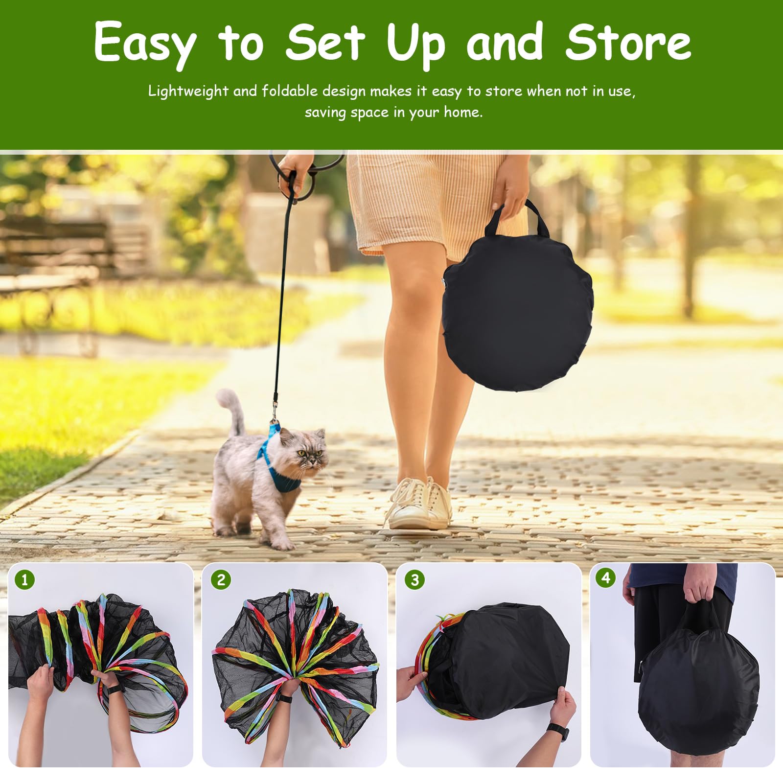 Upgraded Outdoor Cat Enclosures & Play Tunnels - Large Foldable Cat Tent with 6 Play Ways, Portable Kitty Playhouse Includes 2 Balls for Cats & Small Pets | Perfect for Backyard, Patio, Camping & Indoor Play