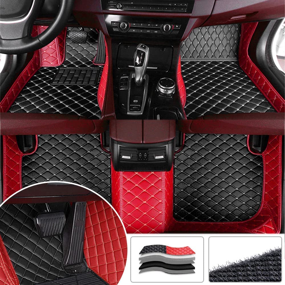 Custom Handmade Personalized Car Floor Mats - Black & Red (Set of 1) | Non-Slip, Durable & Washable | Perfect for Sedans, SUVs & Trucks