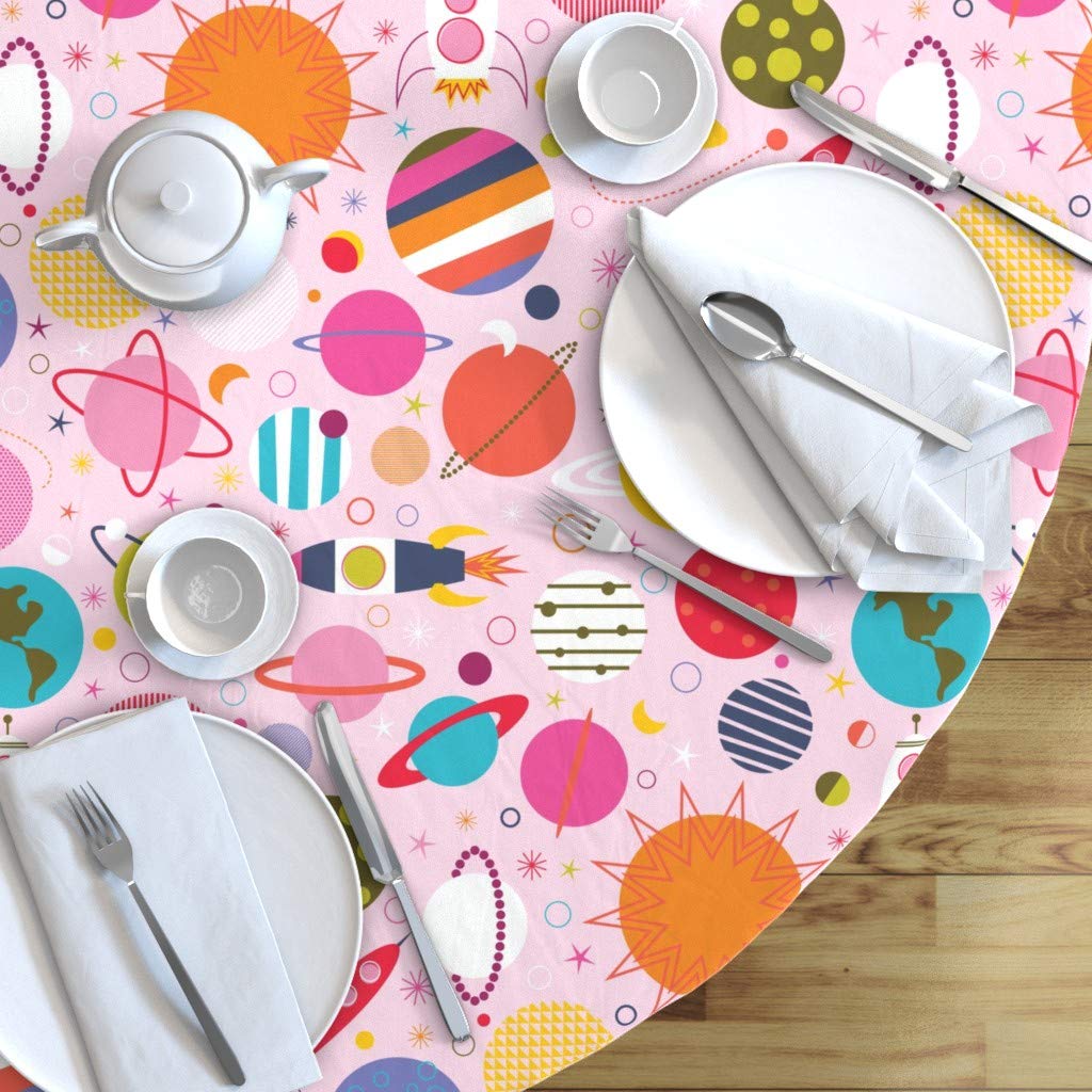 Custom Rocket Science Girl Pink Solar System Astronomy Tablecloth - 90