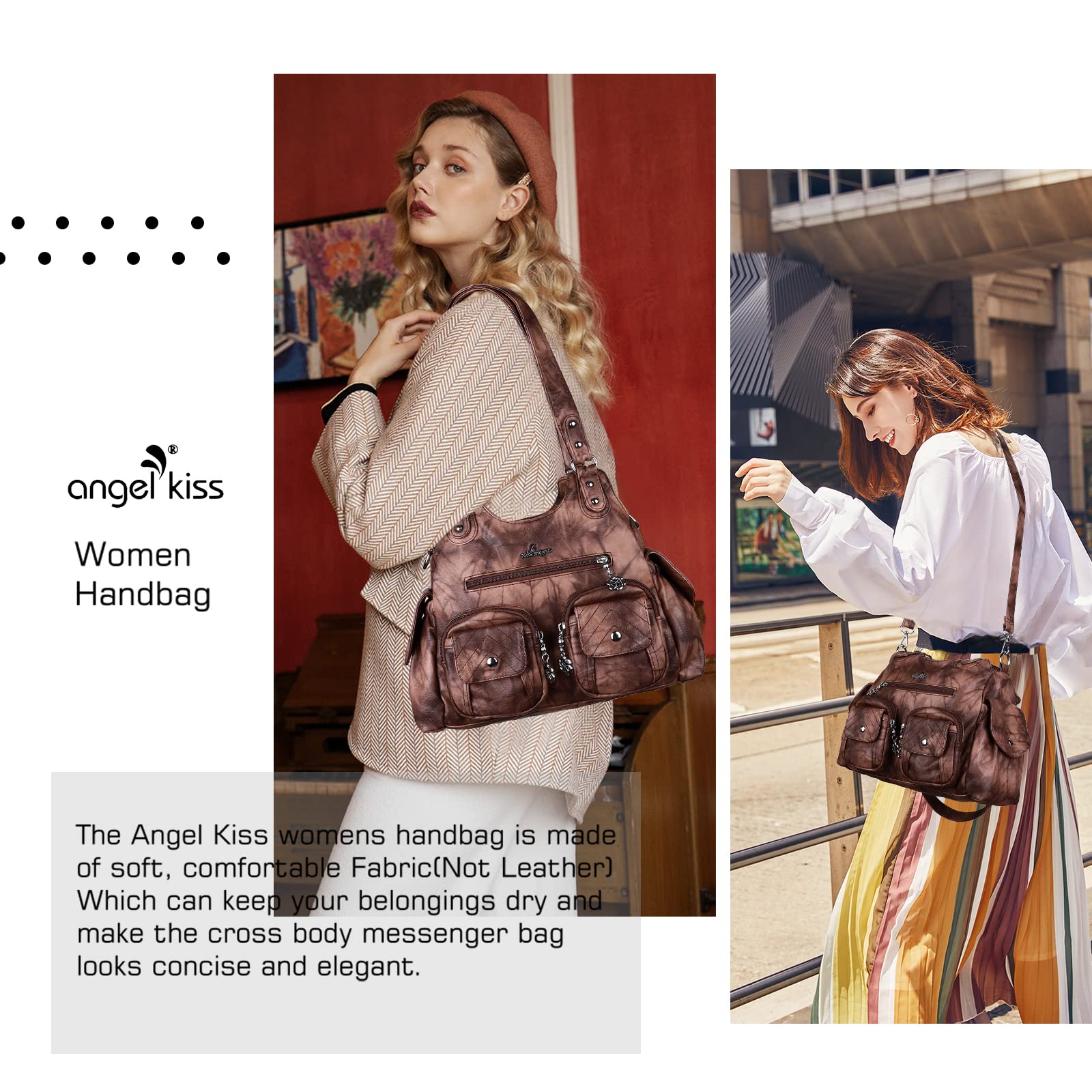 Angel Kiss Women's Large Hobo Shoulder Bag - Soft PU Leather Handbag for Everyday Use, Work, and Travel | Stylish & Spacious Tote for Women