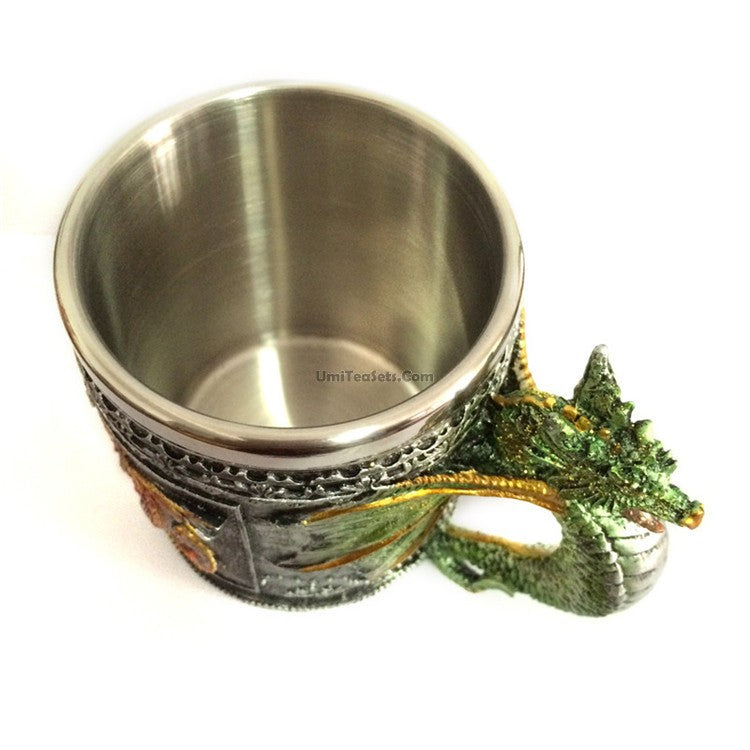 Premium Stainless Steel Dragon Mug - Insulated Travel Coffee Cup with Lid - Perfect for Hot & Cold Drinks - Ideal for Camping, Office, and Gifts