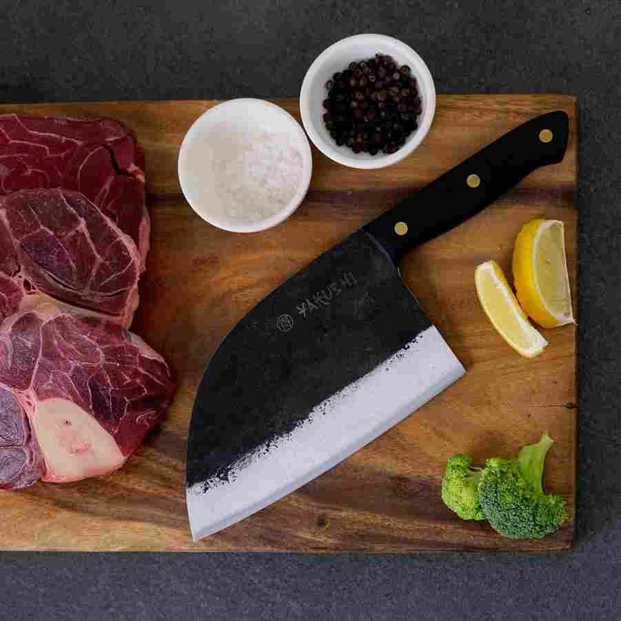 Premium Yakushi™ Handmade Butcher Knife - High Carbon Steel Chef Knife for Meat Cutting - Perfect for Professional Chefs & Home Cooking - Ideal for Slicing, Dicing & Carving Meats