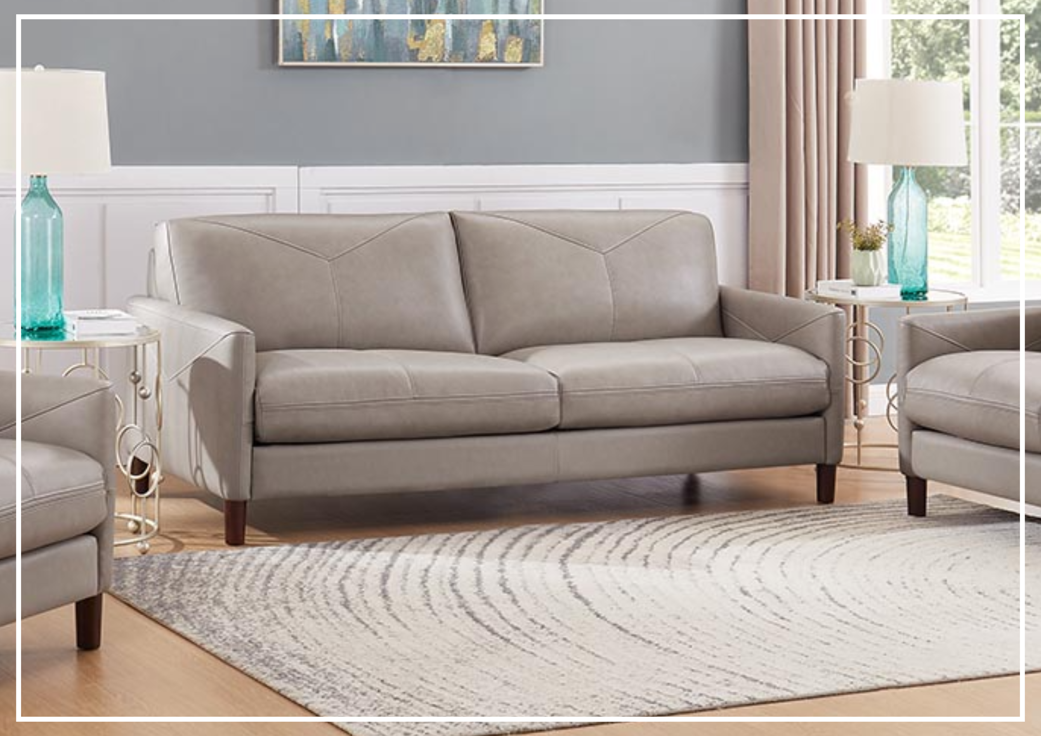 Premium Hydeline Yorkdale 3-Seater Leather Sofa - Top Grain Genuine Leather, Comfortable Stationary Couch for Living Room, Family Room & Office