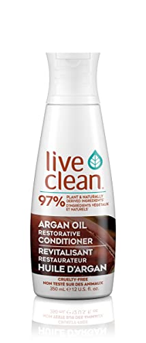 Live Clean Restorative Argan Oil Conditioner - 12 Oz for Dry, Damaged Hair | Sulfate-Free, Vegan Hair Care | Perfect for Salon-Quality Treatment at Home