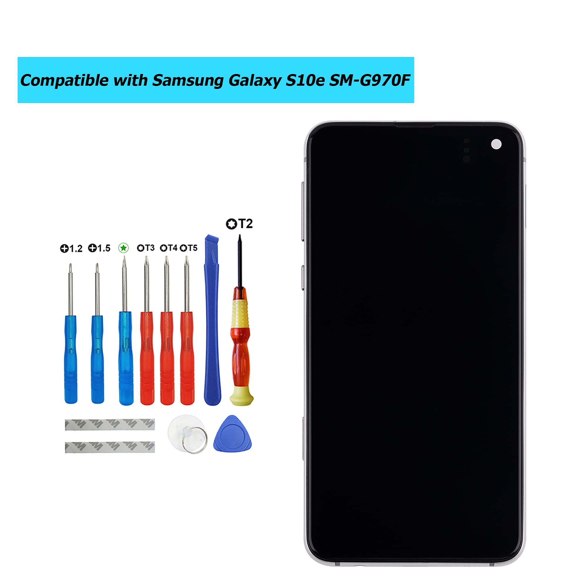 Original Title: AMOLED Compatible with Samsung Galaxy S10e SM-G970F SM-G970U SM-G970W LCD Touch Screen Display White with Frame Tools   Optimized Title: Samsung Galaxy S10e SM-G970F/G970U/G970W AMOLED LCD Touch Screen Display Replacement - White with Frame & Tools - Perfect for DIY Repairs & Screen Upgrades