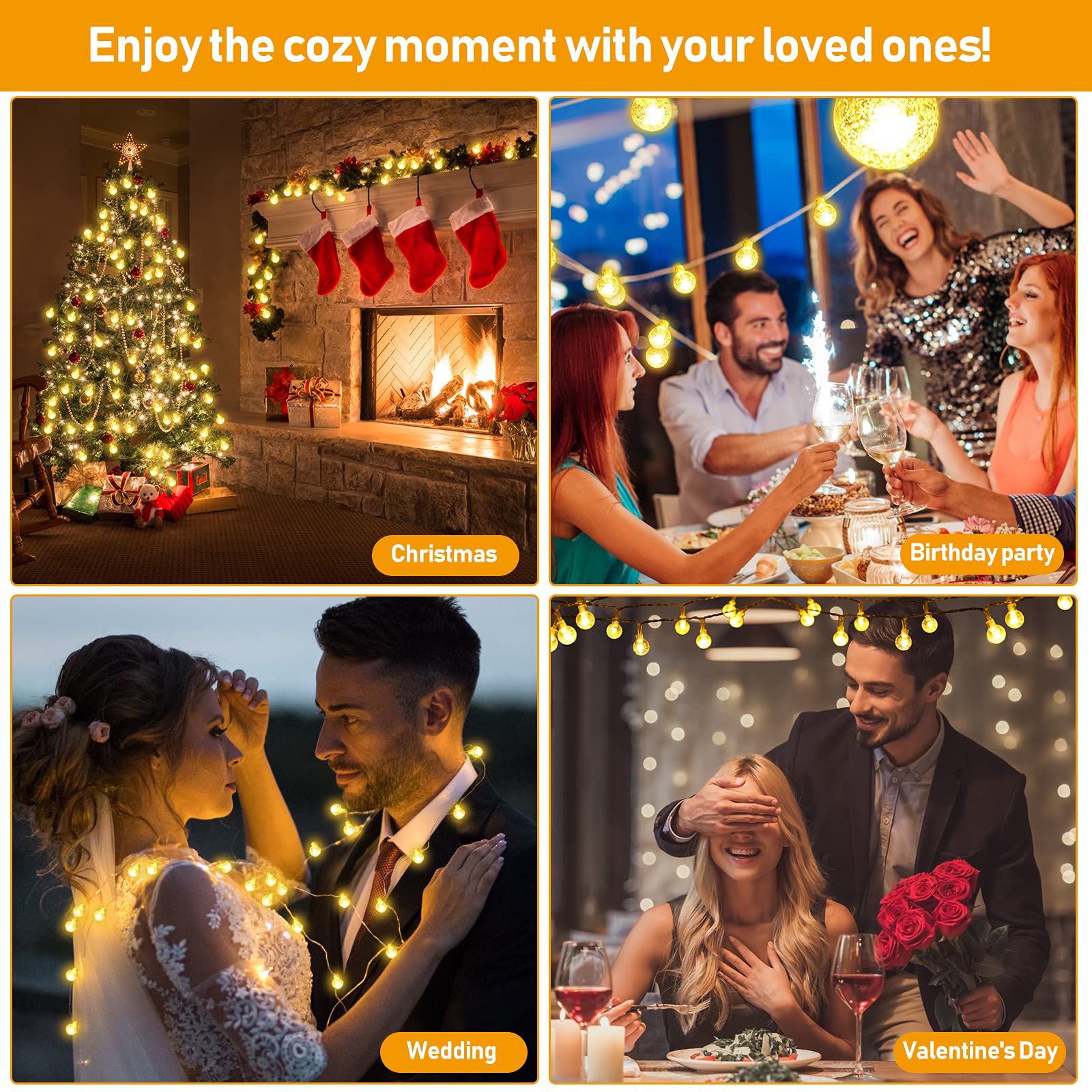 33FT 100LED Battery Operated Outdoor String Lights - Waterproof Remote Control with Timer & 8 Lighting Modes for Christmas, Bedroom, Party, Tent, Garden, Patio, Wedding, and Outdoor Decor (Indoor/Outdoor Use)